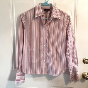 Lands' End Pink and Blue Striped Button Down Shirt